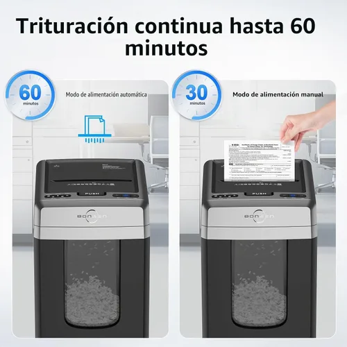 Vista 2 de BONSEN Trituradora de papel resistente de micro corte de alimentación Negro