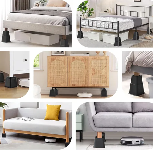 Vista 7 de Elevadores de cama de 8 pulgadas de alta resistencia, elevación en alturas de 3, 5, 8 pulgadas, elevadores de muebles ajustables para sillas, mesas