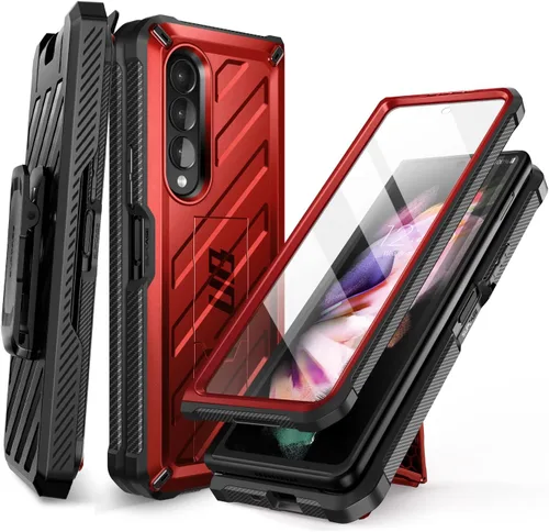 Vista 10 de SUPCASE Funda para Samsung Galaxy Z Fold 3 con soporte (Unicorn Beetle), [protector de pantalla integrado y clip para cinturón] Funda protectora