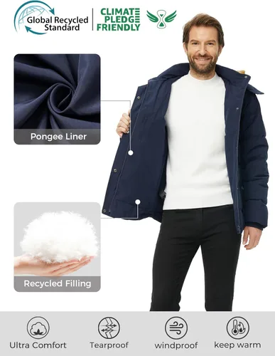Vista 2 de Wantdo - Chaqueta de invierno con capucha y forro interior para hombre