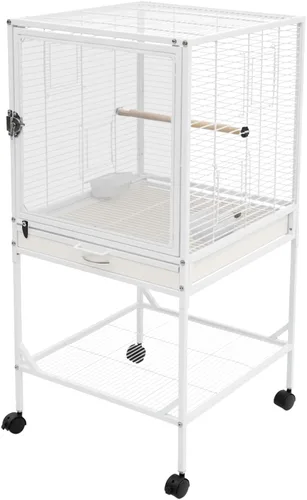 Vista 5 de 38in Rolling Bird Cages with Wheels and Pull-Out Tray(White)