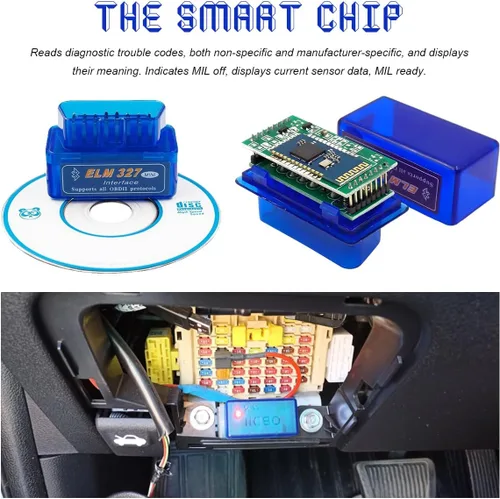 Vista 4 de ELM327 OBDII - Escáner de diagnóstico automático para automóvil, mini interfaz ELM327, lector de código de falla de motor Bluetooth, detector