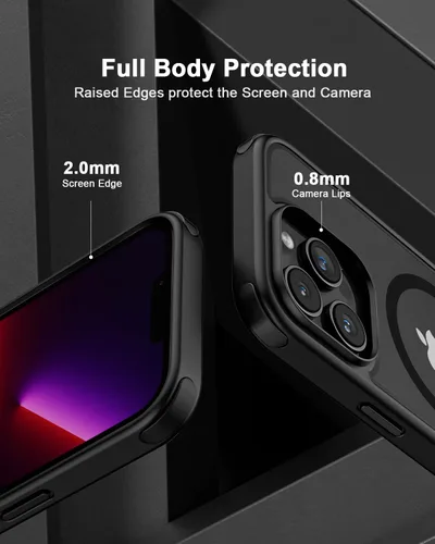 Vista 4 de Mobnano Funda para iPhone 13 Pro, compatible con MagSafe, funda transparente con anillo magnético, diseño multicolor protector a prueba de golpes
