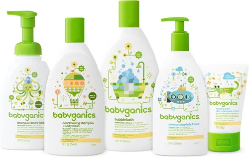 Vista 6 de Babyganics Champú para bebés + botella con bomba de lavado corporal, verbena de manzanilla, paquete de 3, el embalaje puede variar