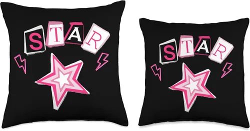 Vista 3 de Cyber Y2K Star Pink Mcbling - Almohada estética para decoración de habitación de los años 2000