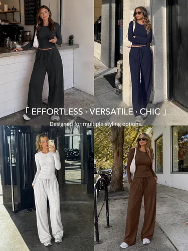 Vista 6 de Trendy Queen Conjuntos de descanso de otoño de 2 piezas para mujer 2026 Gris
