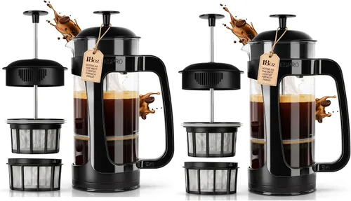 Vista 9 de ESPRO P3 Cafetera de prensa francesa, 18 oz, negro, prensa de filtro doble