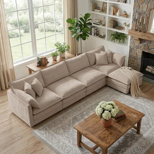 Vista 118 de SoarFlash Sofá modula, de felpilla, posición de en medio, beige