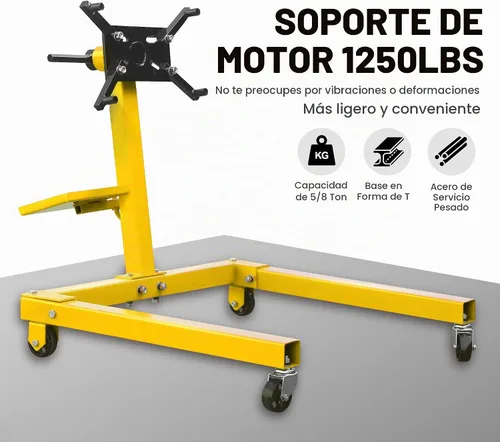 Vista 2 de YELLOW JACKET Soporte de motor, soporte de motor giratorio con bandeja de herramientas, brazos ajustables de 360 grados, ruedas giratorias