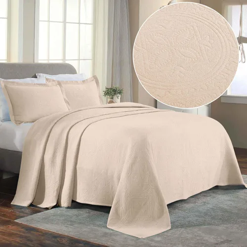 Vista 2 de Superior Juego de colcha de algodón de 2 piezas, diseño de círculos celtas, decoración de cama para el hogar, 1 funda de almohada, manta
