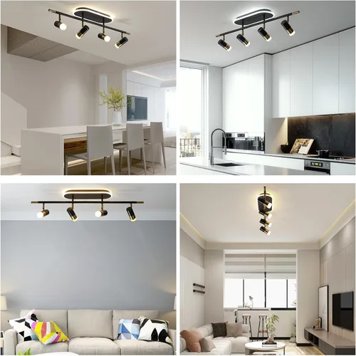 Vista 7 de Jaycomey Lámpara LED de 4 luces con control remoto, focos de luz de techo regulables de 41 W, ajustable de 3000 K-6500 K, moderna lámpara de techo