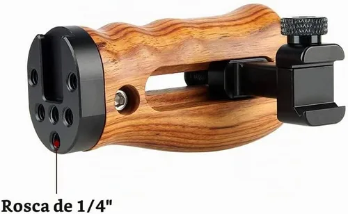 Vista 4 de NICEYRIG Mango de madera de liberación rápida NATO, agarre lateral universal con agujeros de montaje, zapata fría - 268