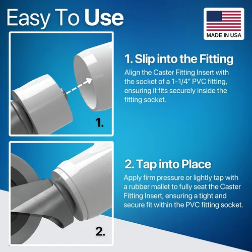 Vista 7 de FORMUFIT Adaptador de montaje de PVC con ruedas de 1-1/4 pulgadas, grado de muebles, blanco, fabricado en Estados Unidos, resistente a los rayos UV