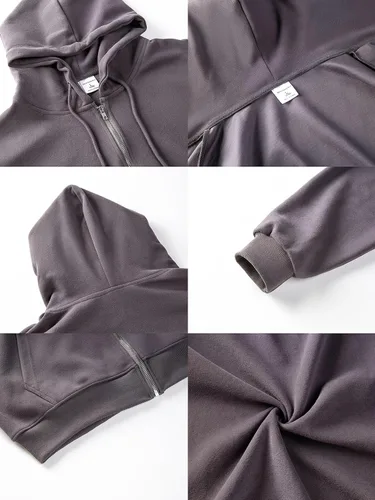 Vista 3 de SYYRXB Sudadera coreana con capucha y cremallera Y2k para mujer, Harajuku, suéter sólido con capucha de gran tamaño, otoño e invierno
