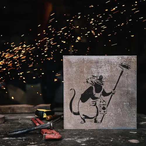 Vista 3 de Banksy - Lienzo artístico, kit de plantillas, juego de plantillas de graffiti, arte de pared