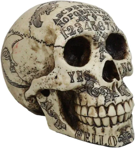 Vista 6 de Ebros Paranormal Ouija Spirit - Figura de calavera mediana sobrenatural, escultura ocultista como decoración del hogar, centro de mesa de fiesta