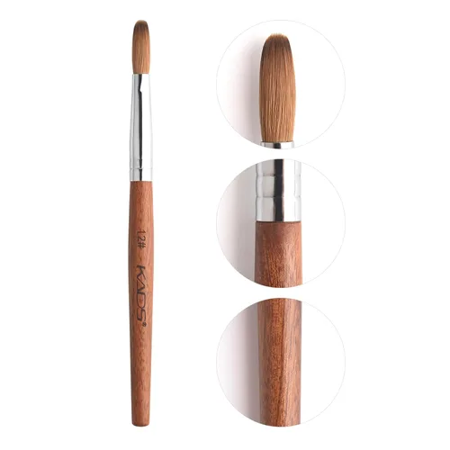 Vista 6 de Pincel profesional Kolinsky de pelo de marta para arte de uñas acrílicas, de madera roja (n.º 10) Herramienta de manicura acrílica profesional