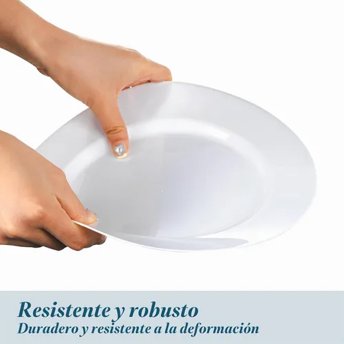 Vista 5 de N9R - 100 platos de plástico blanco desechables, platos de cena resistentes de 10.25 pulgadas