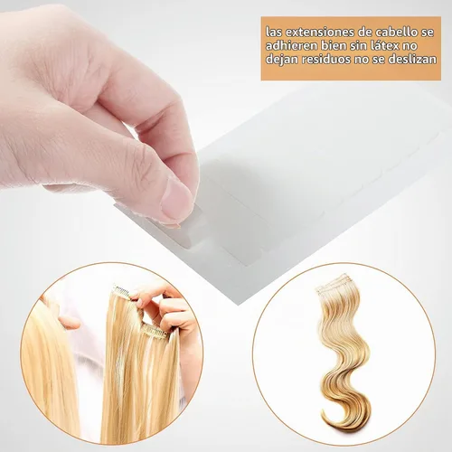 Vista 6 de Leelosp 240 pestañas de cinta de extensión de cabello, cinta de repuesto de doble cara para extensiones de cabello, adhesivo de 1.57 x 0.32