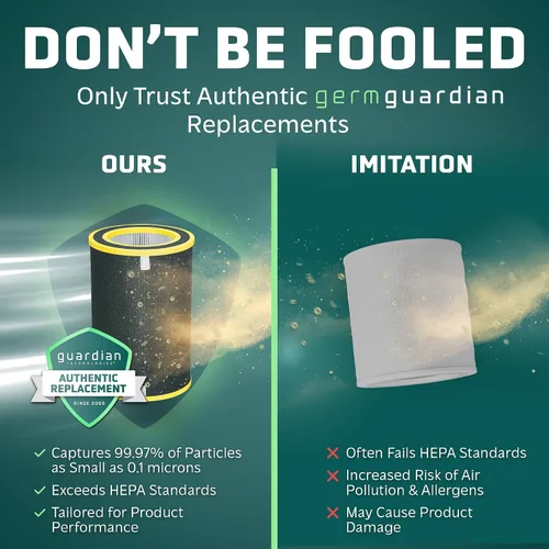 Vista 4 de GermGuardian AirSafe XL - Purificador de aire inteligente para el hogar con filtro HEPA puro, prefiltro de tela, habitaciones grandes de hasta 1680