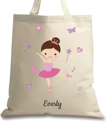 Vista 2 de Brunette Ballerina - Bolso de lona de algodón pesado de 15 x 16 pulgadas, estampado personalizado