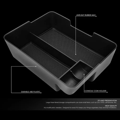 Vista 2 de Auto Dynasty Bandeja organizadora de consola central frontal, caja de almacenamiento compatible con Tesla Model 3 2017 2018 2019