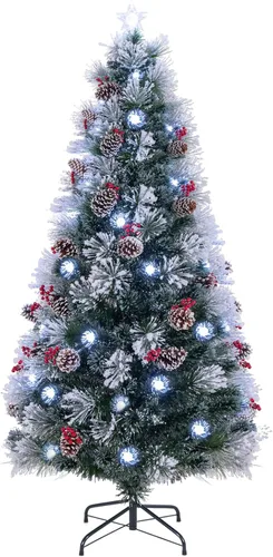 Vista 14 de Goplus Árbol de Navidad artificial de fibra óptica preiluminado de 3 pies, con luces LED multicolor y copos de nieve (3 pies)