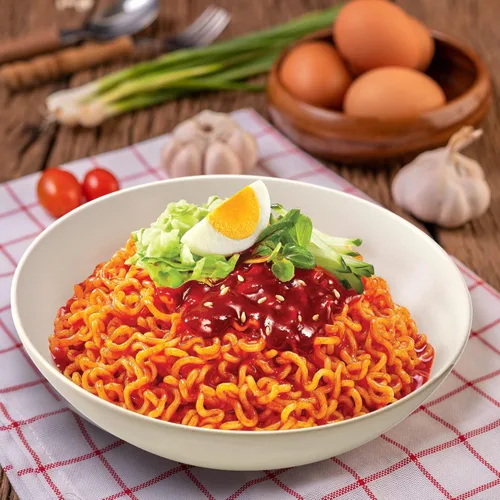 Vista 6 de Paldo Fun & Yum Bibimmen - Fideos fríos instantáneos, ramen frío sin caldo con salsa de condimento dulce y picante, el mejor Ramyun coreano