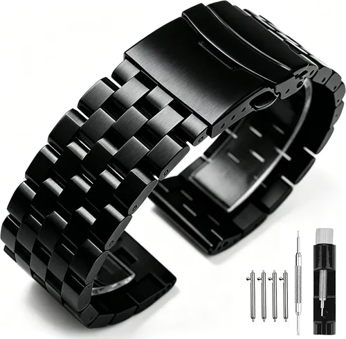 Vista 16 de Correas de reloj de metal cepillado para hombres y mujeres, correa de reloj de acero inoxidable sólido 18/20/22/24/26mm, correa de reloj de pulsera