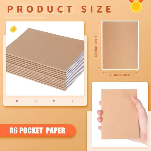 Vista 2 de Sherr Paquete de 200 cuadernos pequeños de estraza tamaño A6 en blanco sin forro, mini cuadernos de papel kraft, mini cuadernos de bocetos
