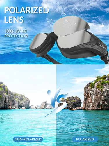 Vista 5 de Cienfy Gafas de natación unisex para adultos, polarizadas, para hombres y mujeres, antivaho a prueba de fugas, visión clara bajo el agua
