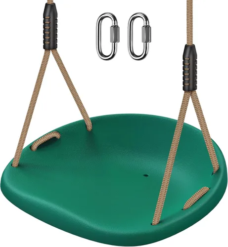 Vista 21 de BeneLabel Asiento de columpio resistente con cuerda ajustable, asientos de columpio de plástico para niños, asiento de columpio negro de repuesto