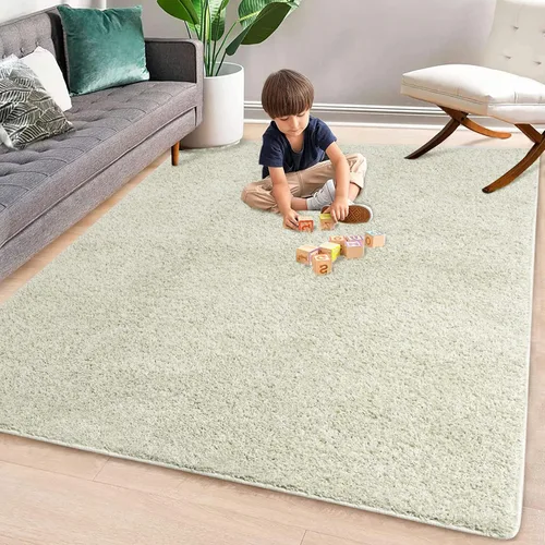 Vista 28 de Fashionwu Alfombra grande esponjosa de 5 x 8 pies, alfombra de felpa para sala de estar, guardería, antideslizante, alfombra mullida para decoración