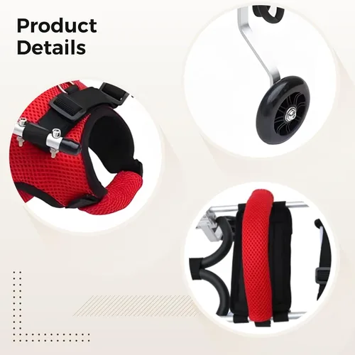 Vista 3 de Silla de ruedas ligera para mascotas para patas traseras, arnés ajustable para gatos, perros y conejos