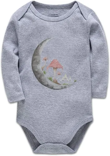 Vista 11 de Mushroom Moon - Body de manga larga para bebé recién nacido de 0 a 24 meses, color blanco Negro-1