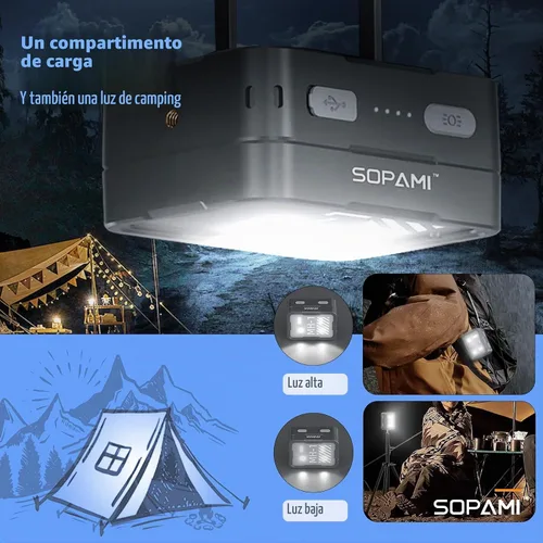 Vista 5 de SOPAMI - Linterna frontal recargable con estuche de carga y linterna