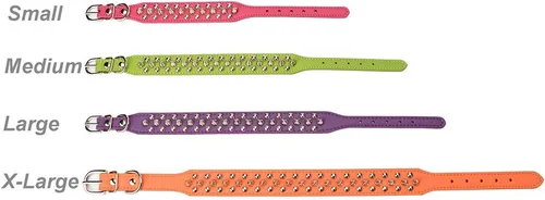Vista 15 de Collar ajustable de piel sintética con remaches de clavos para gatos, cachorros y perros.