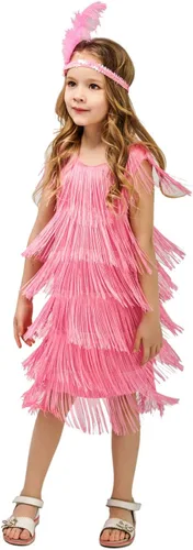 Vista 2 de Disfraz de satén flapper de moda para niños y niñas (S, M, L)