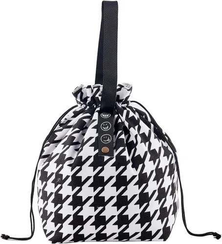 Vista 8 de Bolsa de almuerzo de lona con cordón, con aislamiento, estilo bento, reutilizable y duradera para mujeres Perfecta para la oficina, la escuela