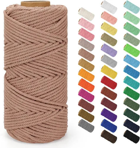 Vista 137 de Cuerda de macramé de 0.079 in x 220 yardas (656 pies), cuerda de algodón natural para colgar en la pared, ganchos de plantas, manualidades Verde