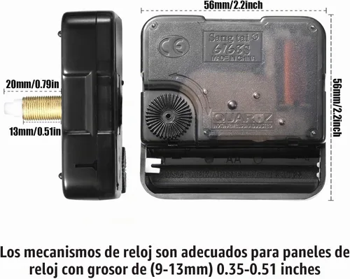 Vista 2 de Mudder Kit de repuesto de mecanismo de reloj de cuarzo de 4 piezas con 4 tipos de manecillas de reloj de madera de nogal para piezas de reparación