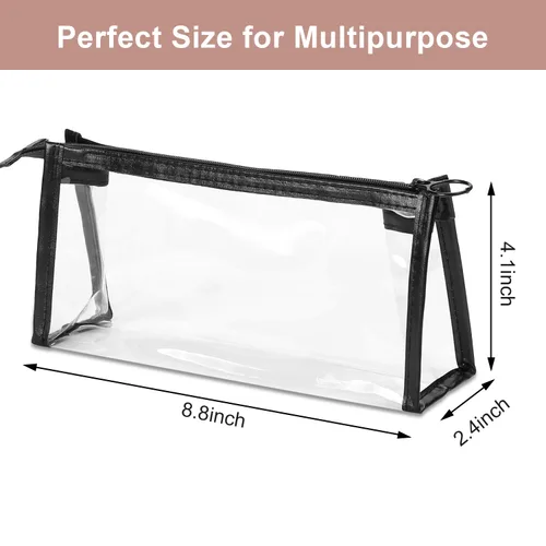 Vista 2 de Etercycle Bolsa de aseo aprobada por la TSA, bolsas transparentes con cremallera para viajar, bolsas de maquillaje transparentes Samll bolsa de Negro