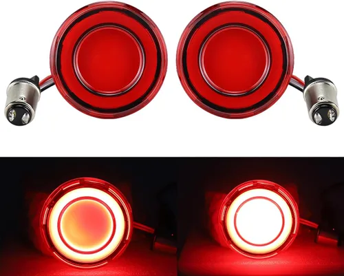 Vista 2 de ZYTC Señales de giro LED de 2 pulgadas con luz de funcionamiento caso ámbar estilo bala frontal 1157 LED kit de señal de giro luz ámbar