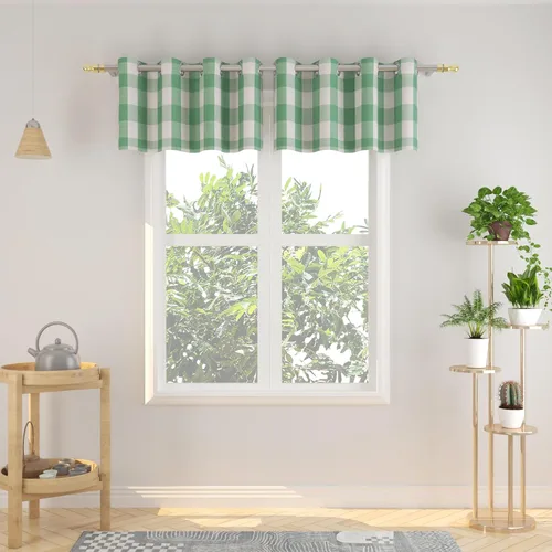 Vista 32 de Cortinas de 24 pulgadas de largo con diseño Buffalo Check Gingham Plaid para ventanas de cocina y baño, tratamiento para ventanas con 2 paneles