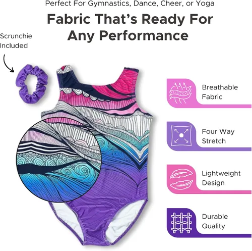 Vista 34 de Destira Premium Closed Back Gymnastics Leotards for Girls - Snug Performance Fit (Size Up for Comfort), GIRLS/CHILD Sizes