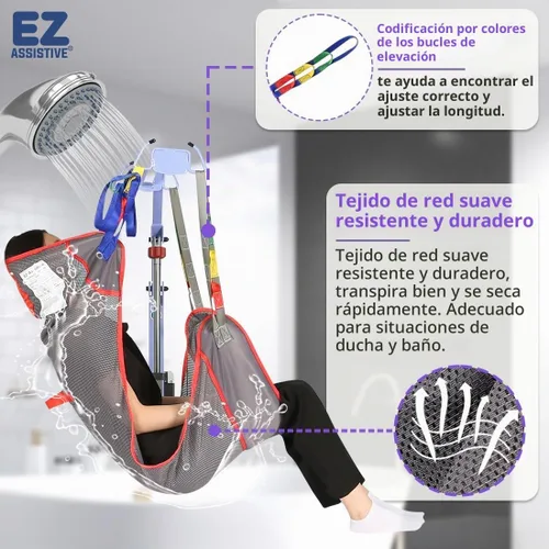 Vista 5 de EZ Assistive Eslinga universal de elevación de pacientes de cuerpo completo para elevación o traslado de pacientes, honda de elevación con tela