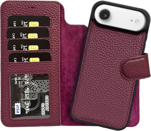 Vista 12 de HARDISTON Funda de piel auténtica hecha a mano compatible con iPhone 11 Pro de 5.8 pulgadas, funda magnética desmontable con tarjeteros - bordes
