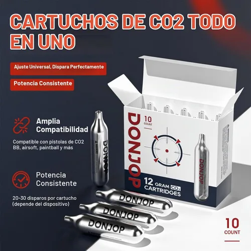 Vista 2 de 12G CO2 Cartridges Non-Threaded, CO2 cartridges BB Gun, CO2 BB Pistol, CO2 Airsoft Pistol, and C02 Paintball Markers,Snug Fit & Solid Seal