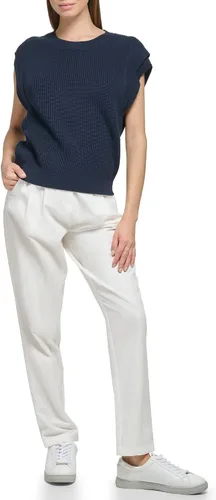 Vista 4 de Calvin Klein Suéter corto sin mangas con detalle de hombros cálidos para mujer