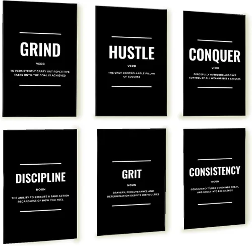 Vista 7 de Juego de 3 lienzos motivacionales en blanco y negro para pared, impresiones enmarcadas envueltas en galería para oficina, dormitorio y sala de estar